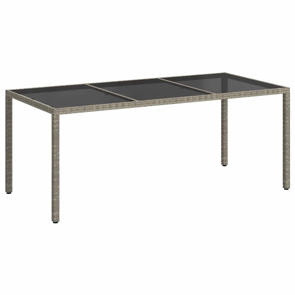 316715 vidaXL Garden Table Grey 190x90x75 cm Tempered Glass and Poly Rattan