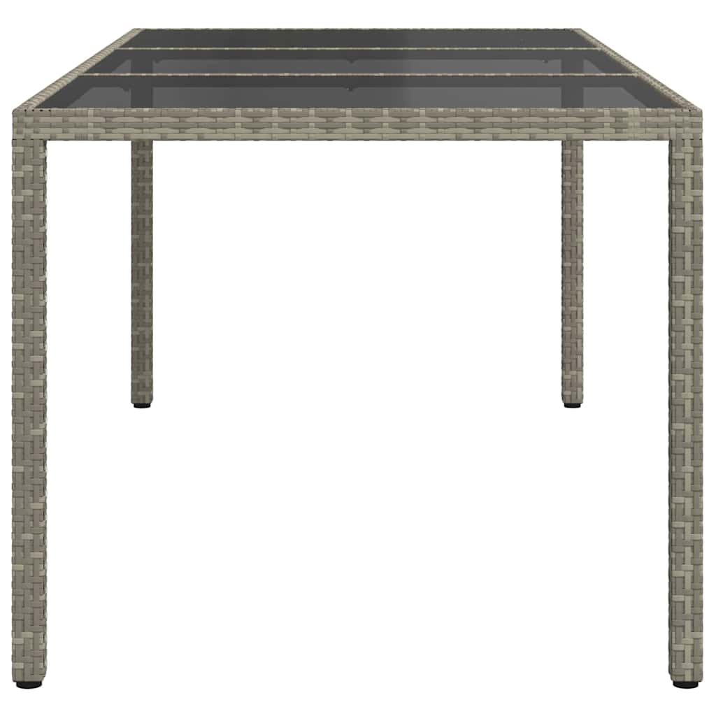316715 vidaXL Garden Table Grey 190x90x75 cm Tempered Glass and Poly Rattan