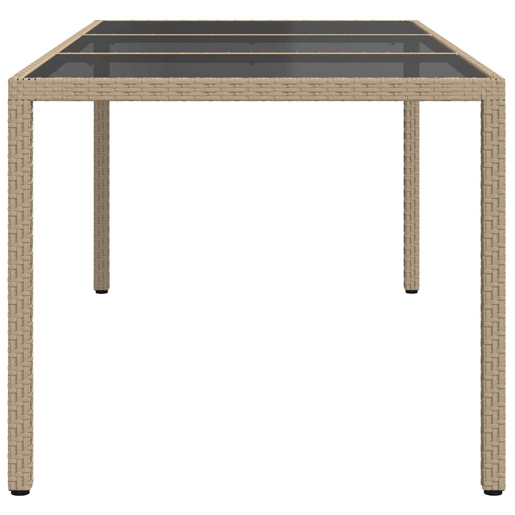 316717 vidaXL Garden Table Beige 190x90x75 cm Tempered Glass and Poly Rattan