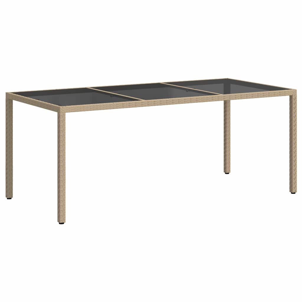 316717 vidaXL Garden Table Beige 190x90x75 cm Tempered Glass and Poly Rattan