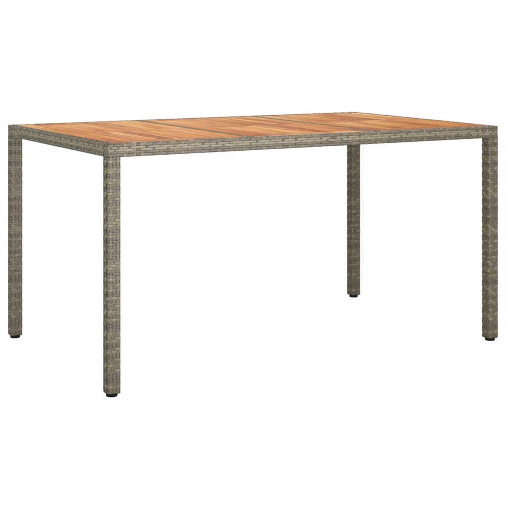 vidaXL Garden Table 150x90x75 cm Poly Rattan and Acacia Wood Grey