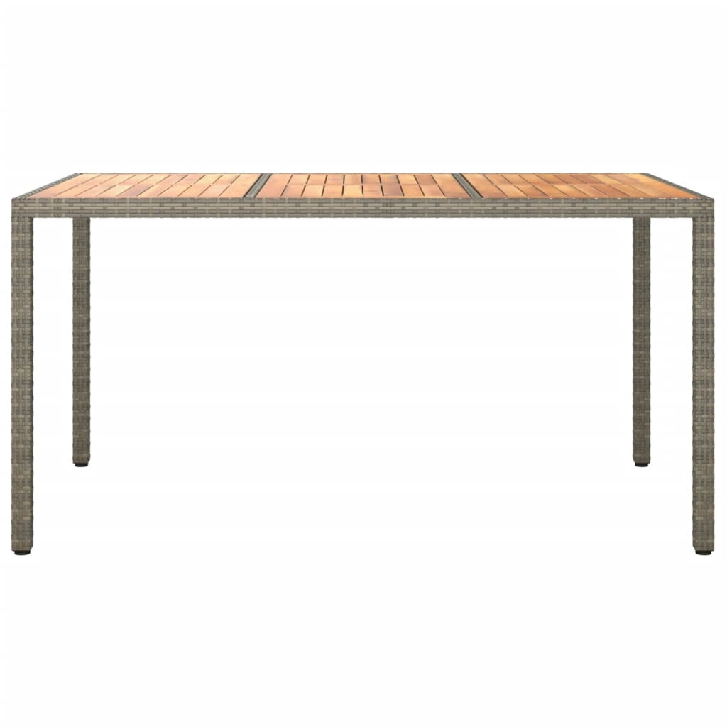 vidaXL Garden Table 150x90x75 cm Poly Rattan and Acacia Wood Grey