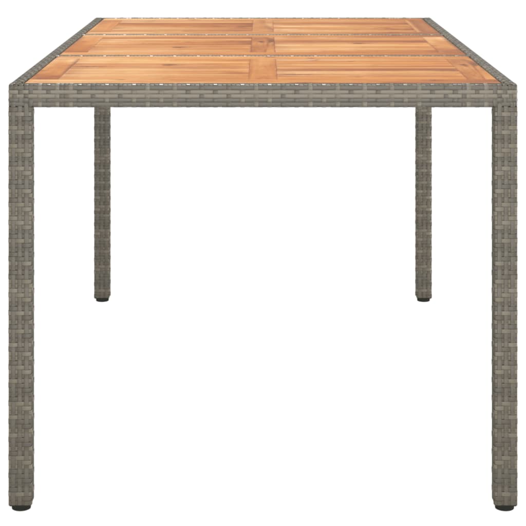 vidaXL Garden Table 150x90x75 cm Poly Rattan and Acacia Wood Grey