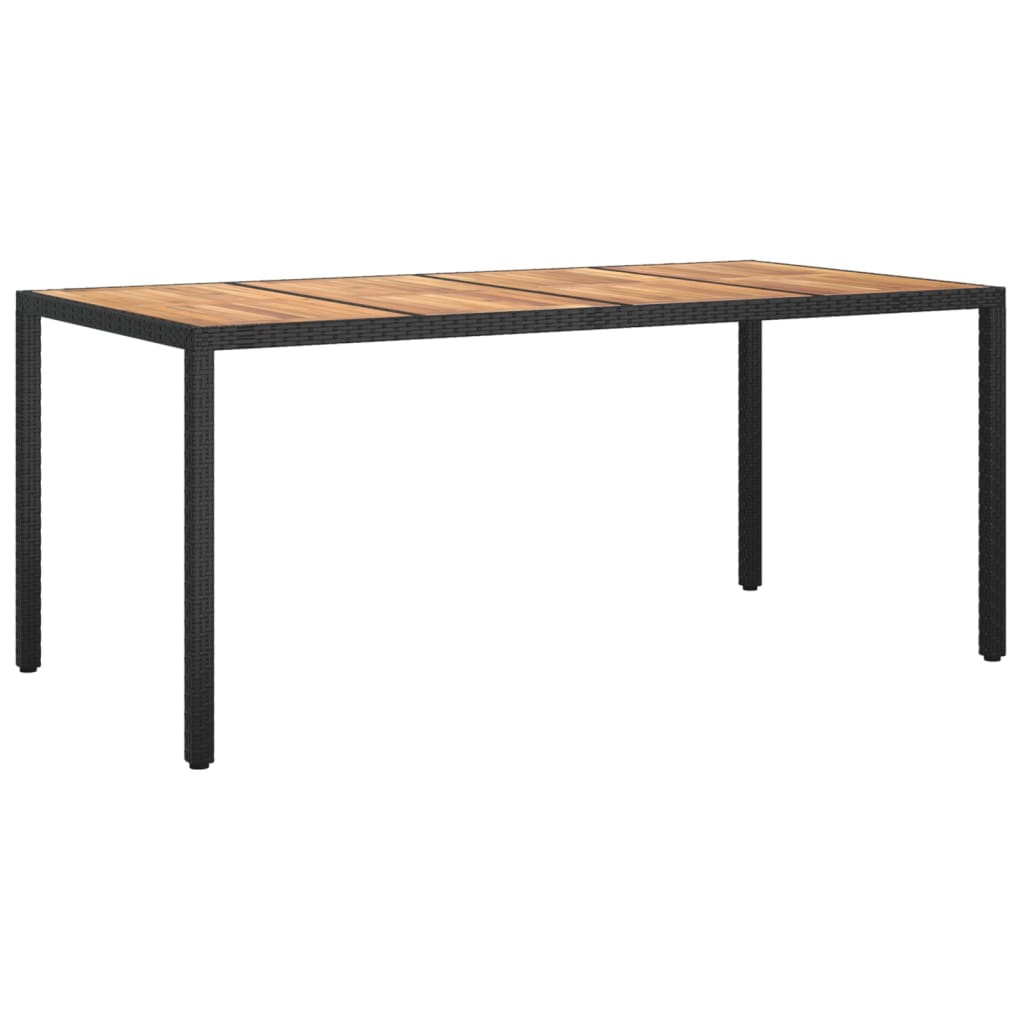 vidaXL Garden Table 190x90x75 cm Poly Rattan and Acacia Wood Black