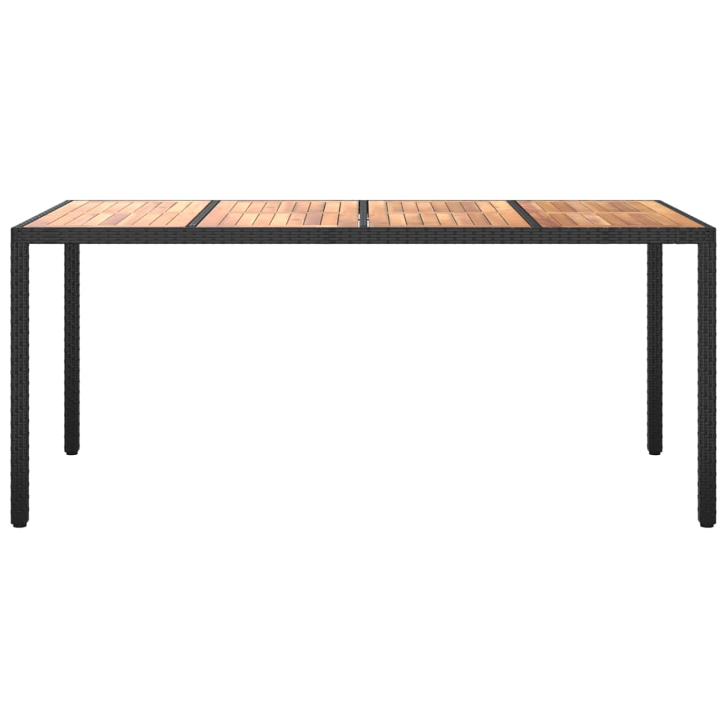 vidaXL Garden Table 190x90x75 cm Poly Rattan and Acacia Wood Black