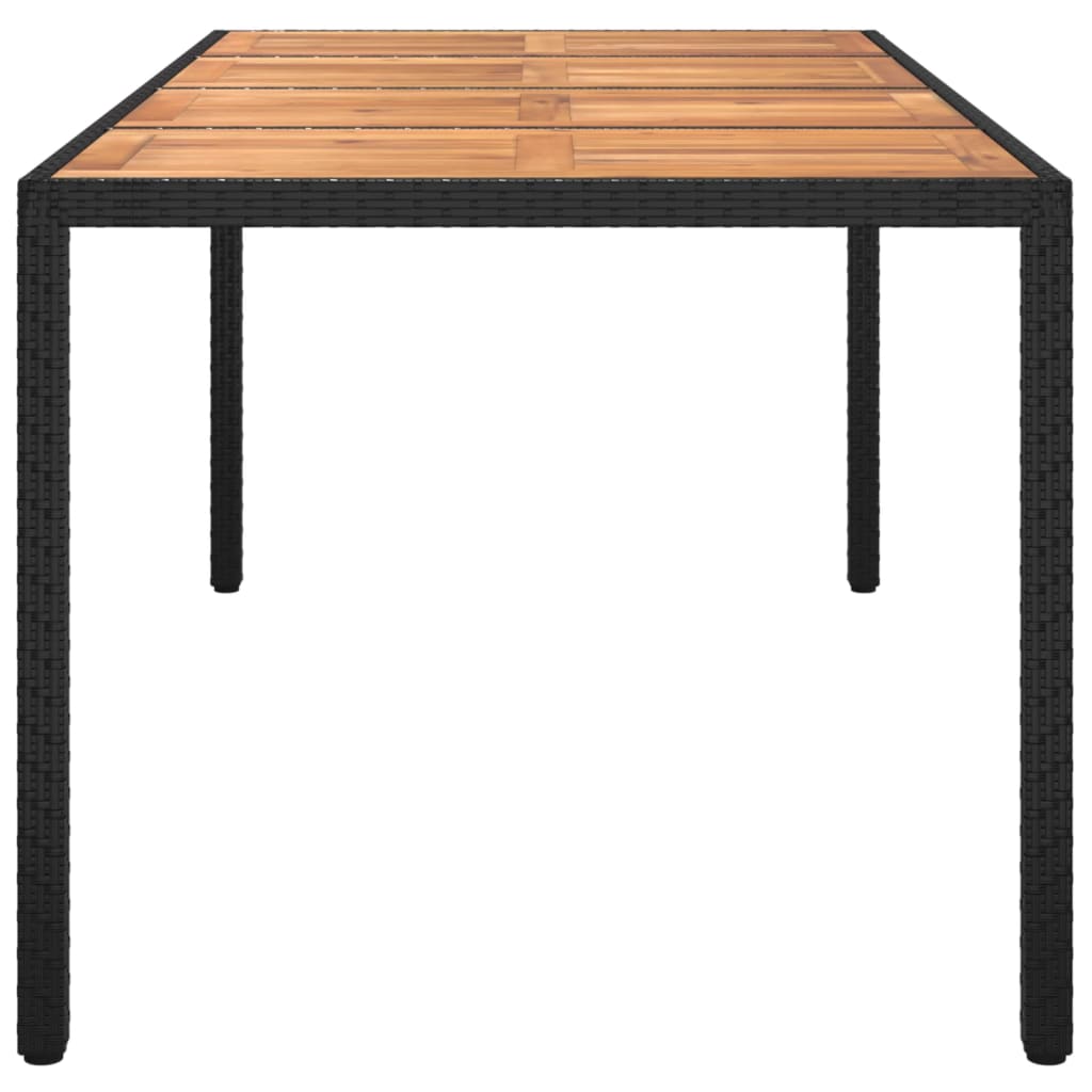 vidaXL Garden Table 190x90x75 cm Poly Rattan and Acacia Wood Black