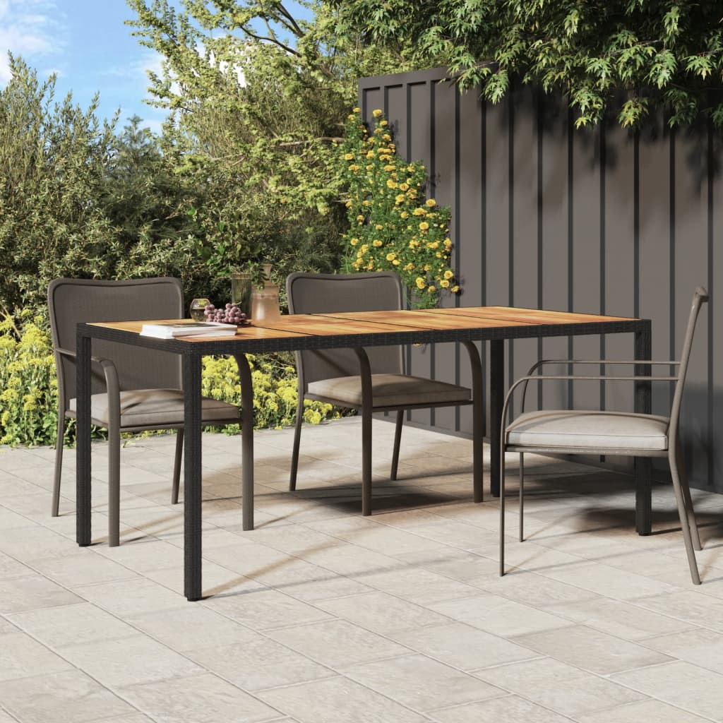 vidaXL Garden Table 190x90x75 cm Poly Rattan and Acacia Wood Black