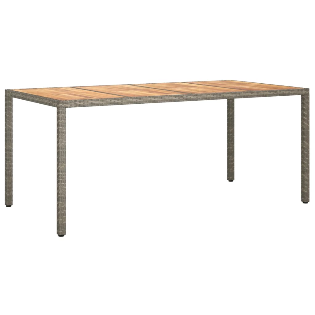 Table de jardin 190x90x75 cm polyrotin et bois d'acacia gris