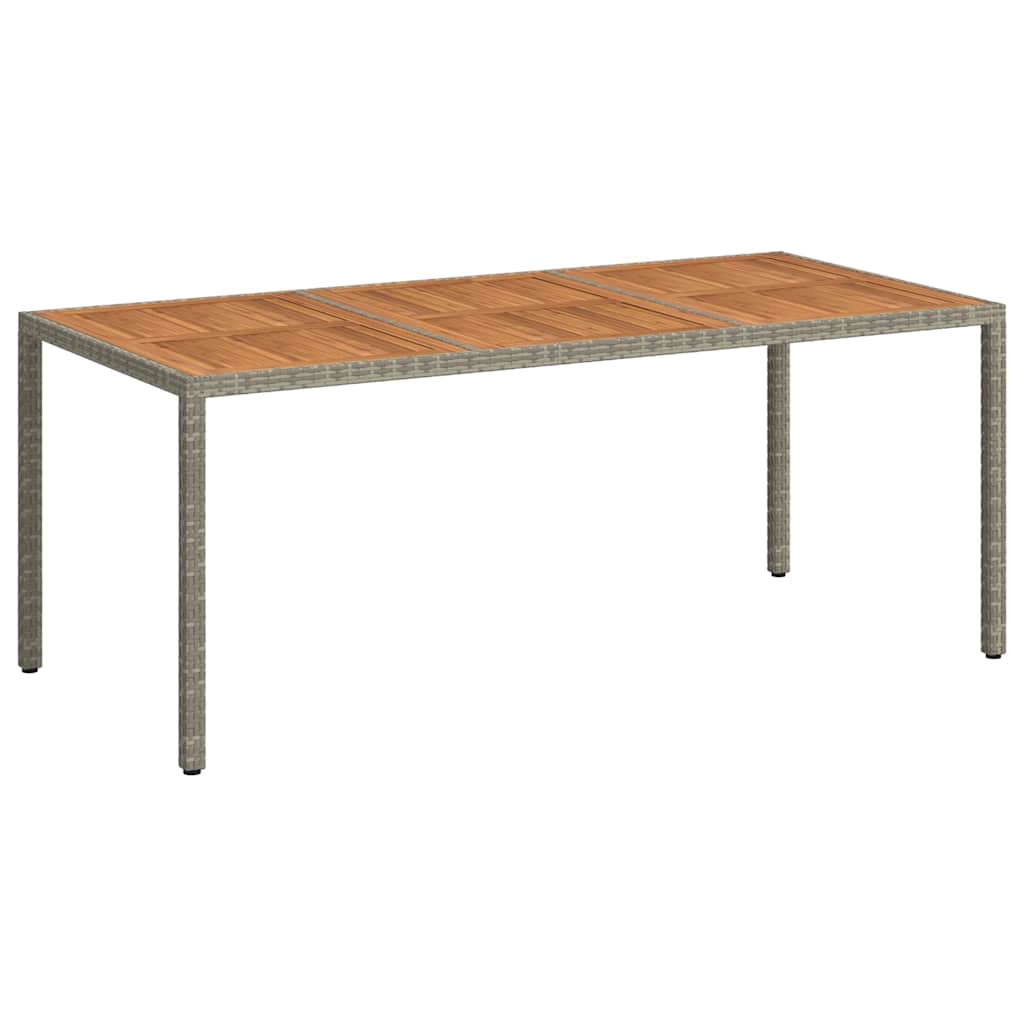 316723 vidaXL Garden Table 190x90x75 cm Poly Rattan and Acacia Wood Grey