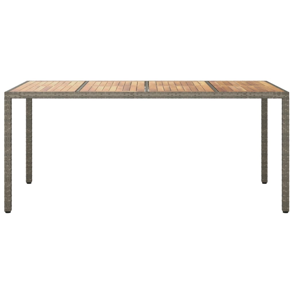 Table de jardin 190x90x75 cm polyrotin et bois d'acacia gris