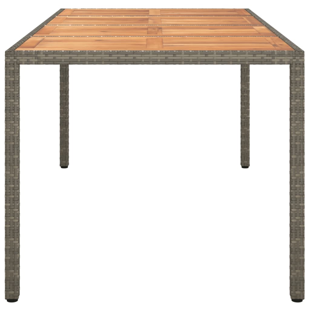 Table de jardin 190x90x75 cm polyrotin et bois d'acacia gris