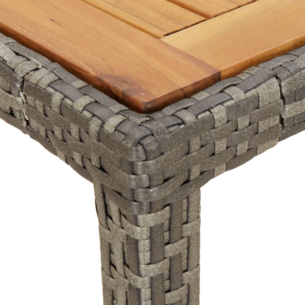 Table de jardin 190x90x75 cm polyrotin et bois d'acacia gris