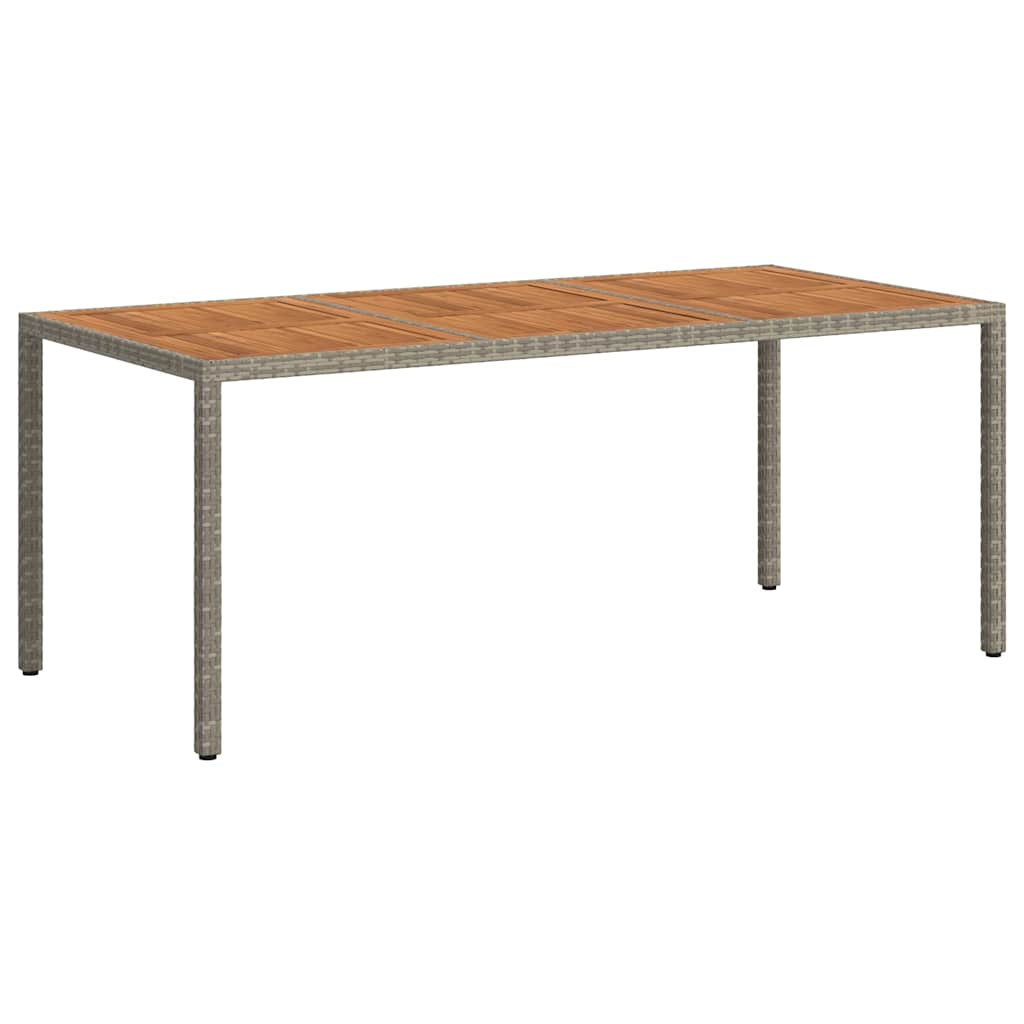 316723 vidaXL Garden Table 190x90x75 cm Poly Rattan and Acacia Wood Grey