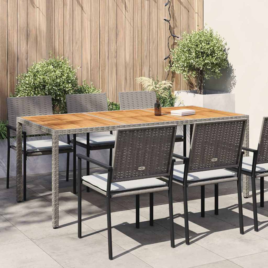 316723 vidaXL Garden Table 190x90x75 cm Poly Rattan and Acacia Wood Grey