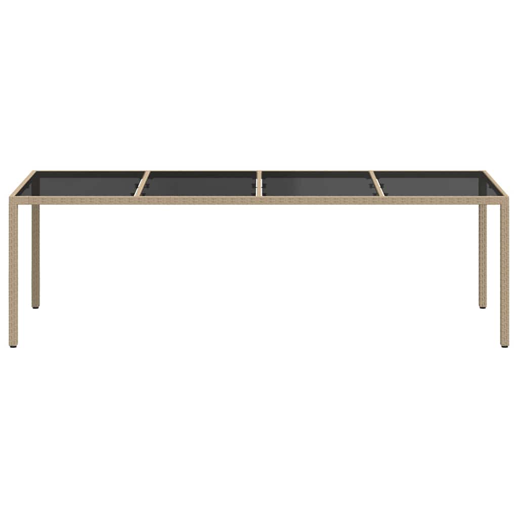 316728 vidaXL Garden Table Beige 250x100x75 cm Tempered Glass and Poly Rattan