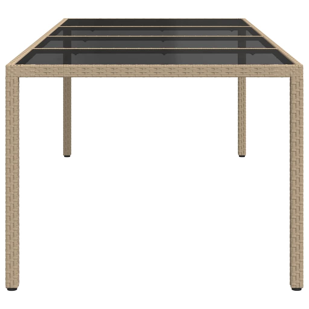 316728 vidaXL Garden Table Beige 250x100x75 cm Tempered Glass and Poly Rattan
