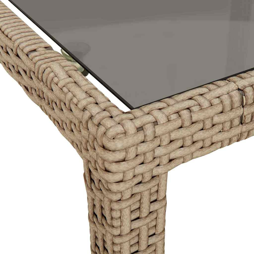 316728 vidaXL Garden Table Beige 250x100x75 cm Tempered Glass and Poly Rattan