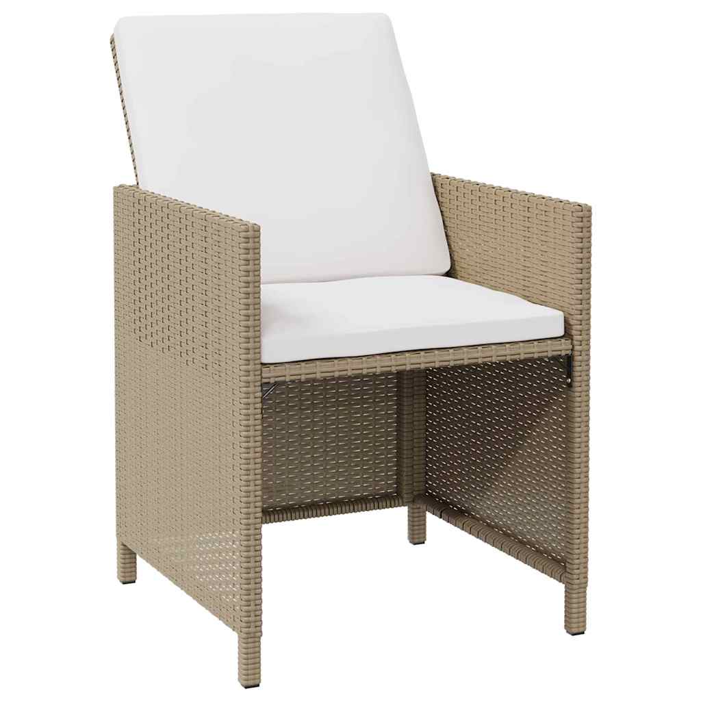 Garden Chairs with Stools 2 pcs Poly Rattan Beige