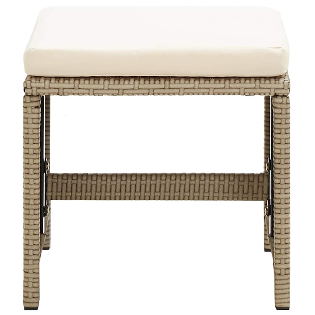 Garden Chairs with Stools 2 pcs Poly Rattan Beige