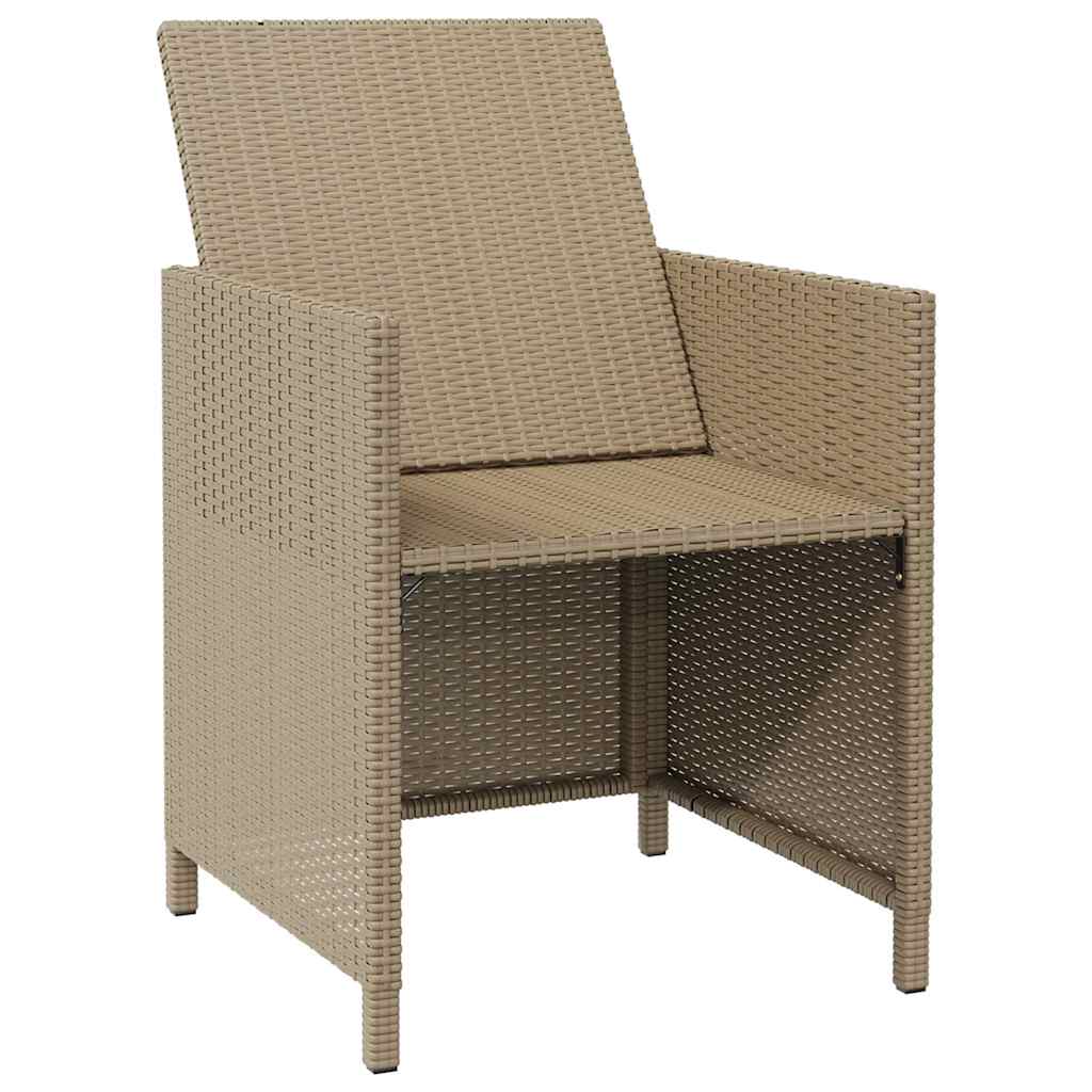 Garden Chairs with Stools 2 pcs Poly Rattan Beige