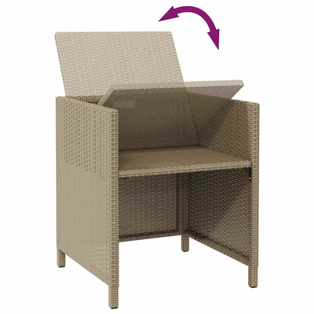 Garden Chairs with Stools 2 pcs Poly Rattan Beige