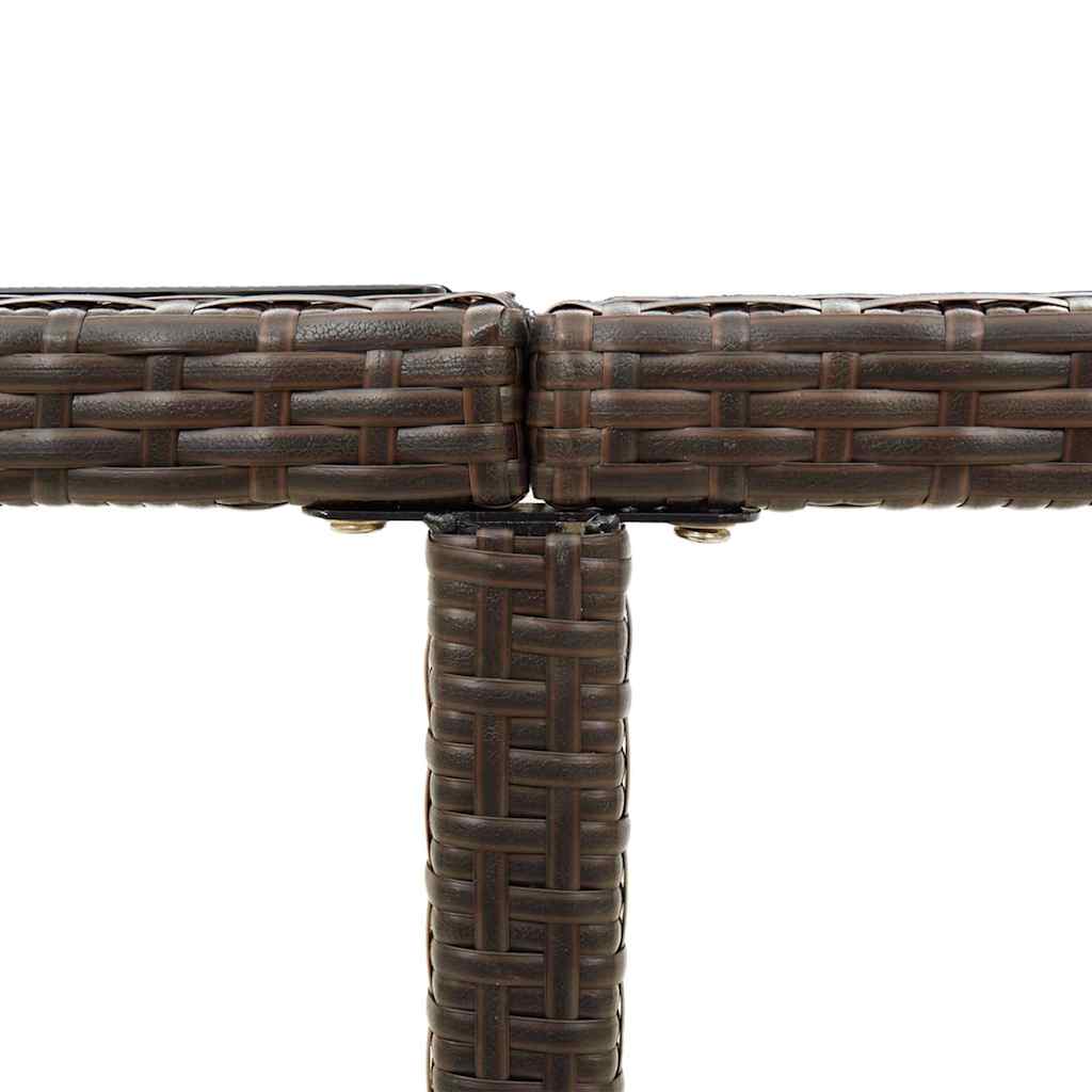 316788 vidaXL Garden Table Brown 109x107x74 cm Poly Rattan and Glass