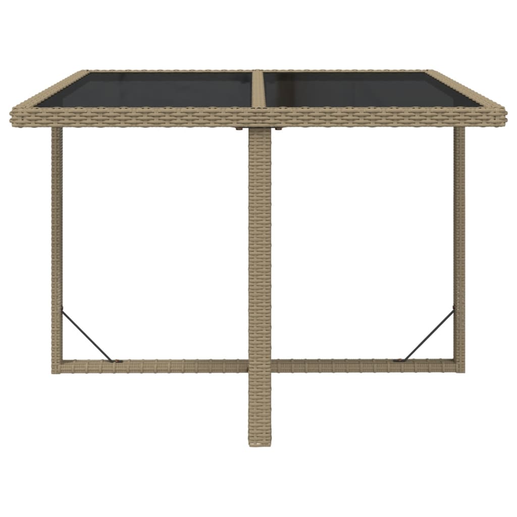 vidaXL Garden Table Beige 109x107x74 cm Poly Rattan and Glass