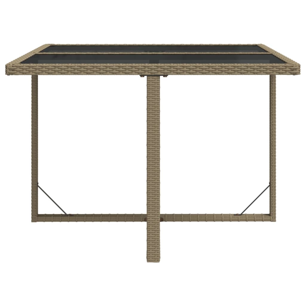 vidaXL Garden Table Beige 109x107x74 cm Poly Rattan and Glass