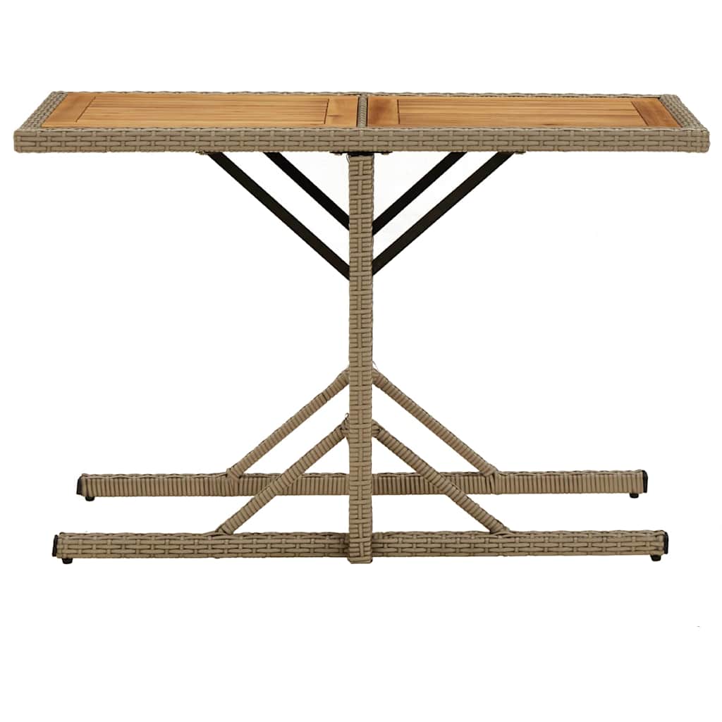 Garden Table Beige Solid Wood Acacia and Poly Rattan