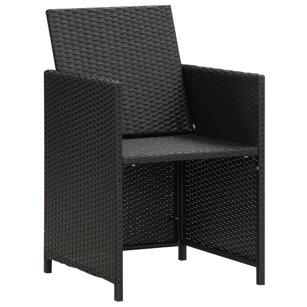 vidaXL Garden Dining Chairs with Cushions 4 pcs Black Poly Rattan