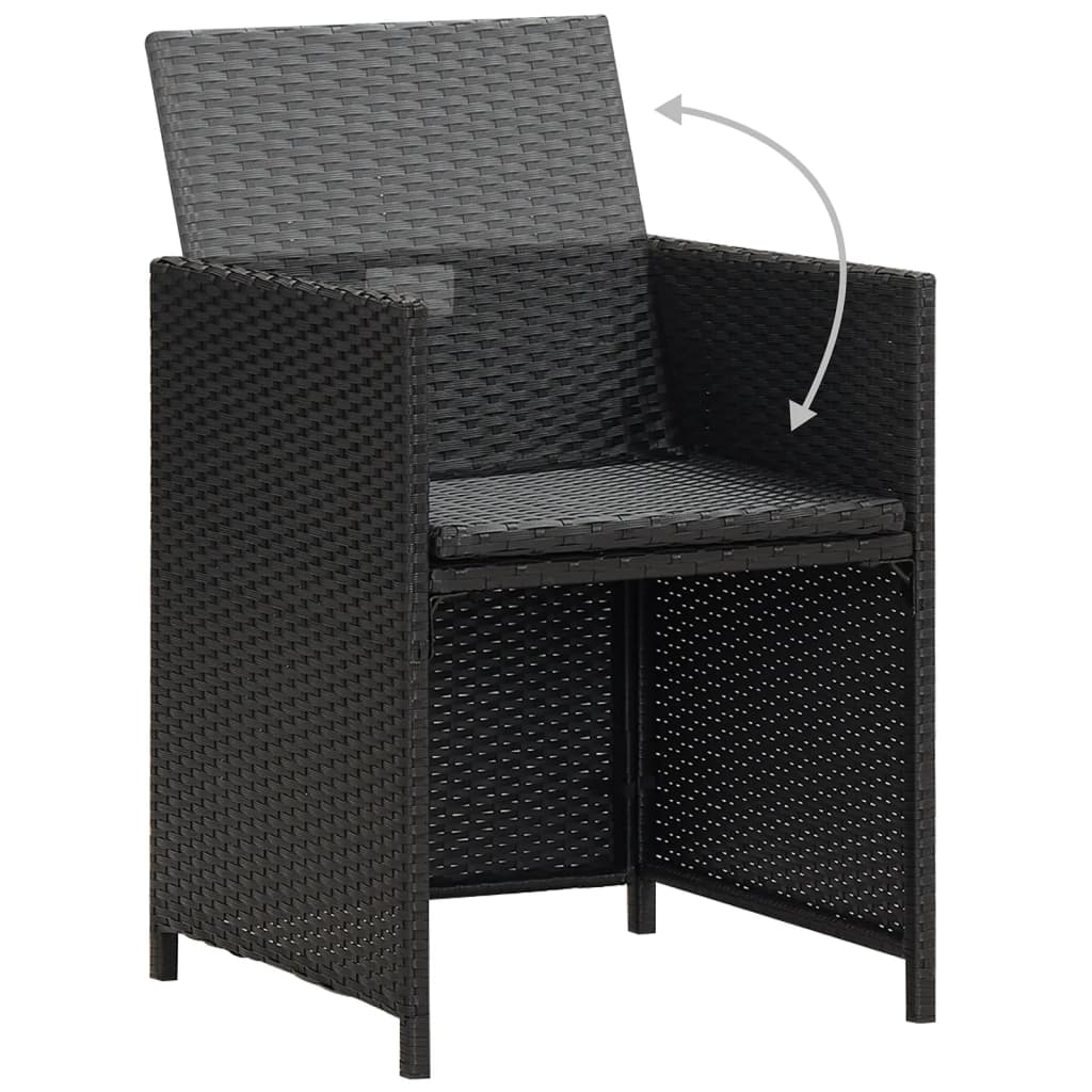 vidaXL Garden Dining Chairs with Cushions 4 pcs Black Poly Rattan