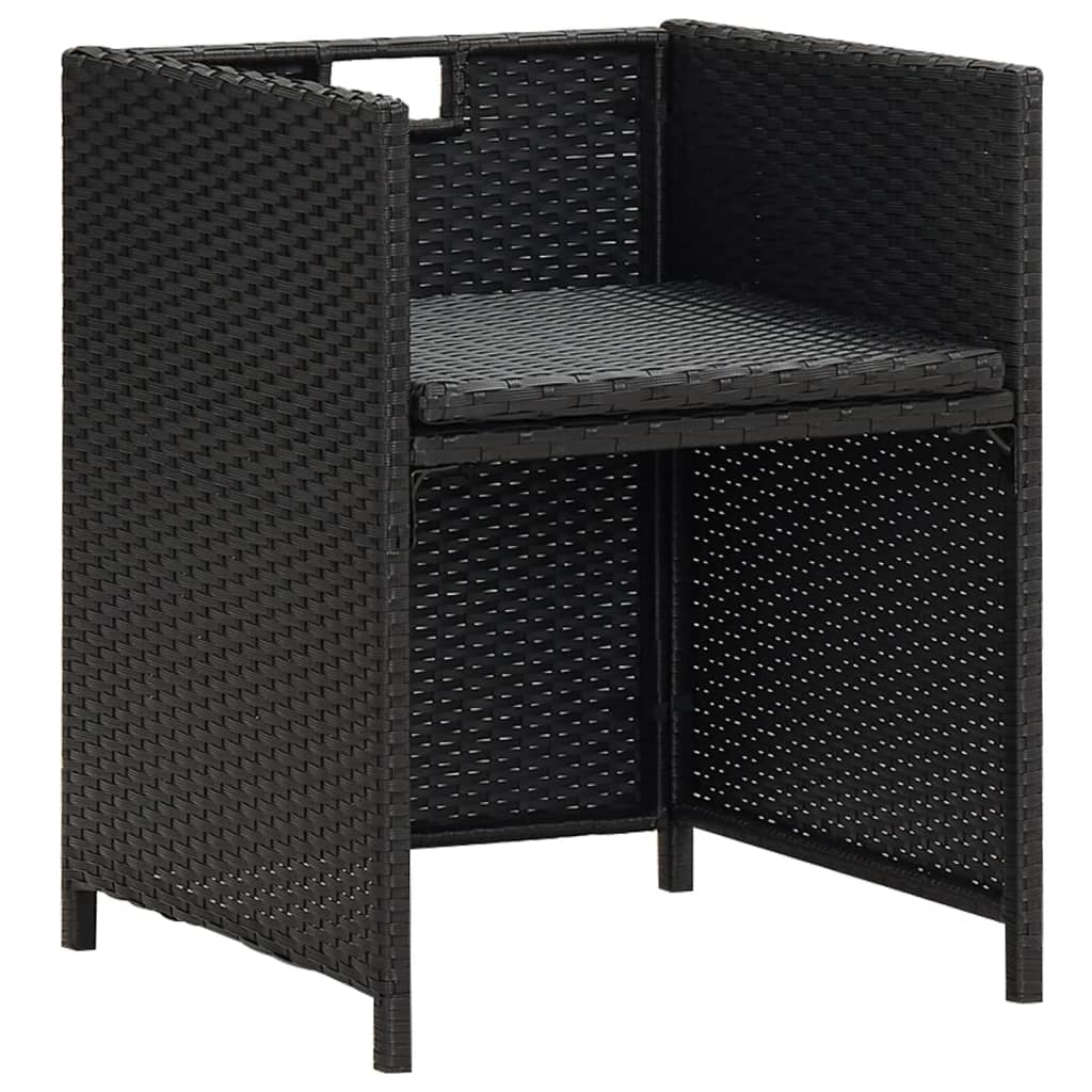 vidaXL Garden Dining Chairs with Cushions 4 pcs Black Poly Rattan