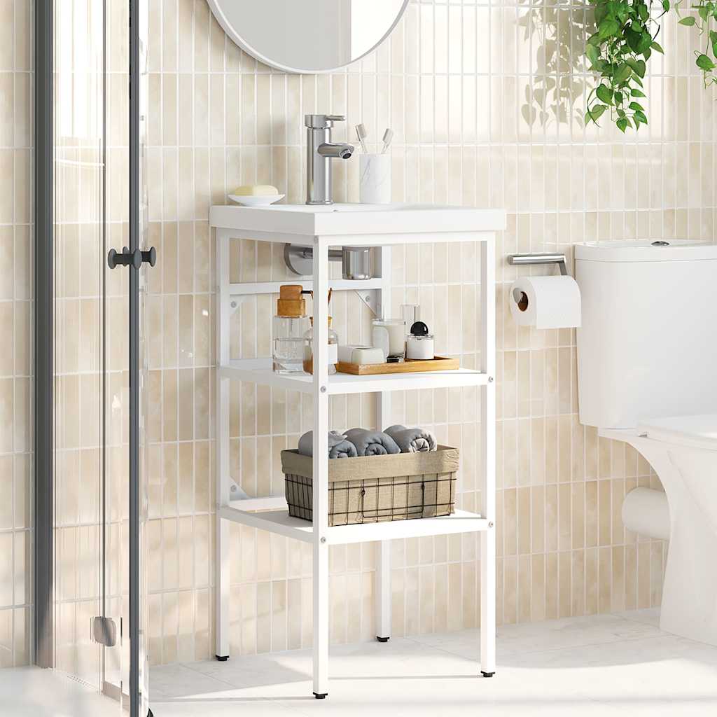 338484 vidaXL Bathroom Washbasin Frame White 40x38x83 cm Iron