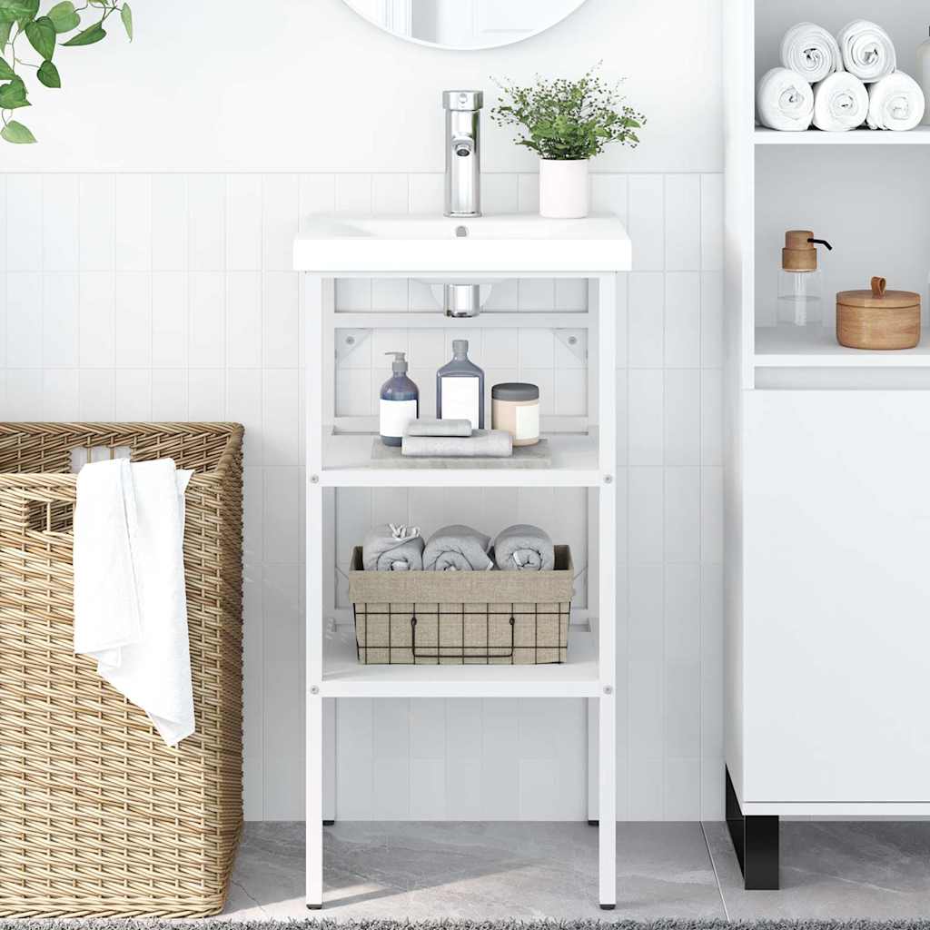338484 vidaXL Bathroom Washbasin Frame White 40x38x83 cm Iron