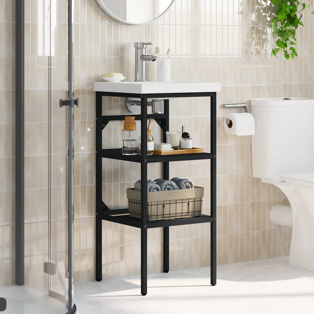 338487 vidaXL Bathroom Washbasin Frame Black 40x38x83 cm Iron
