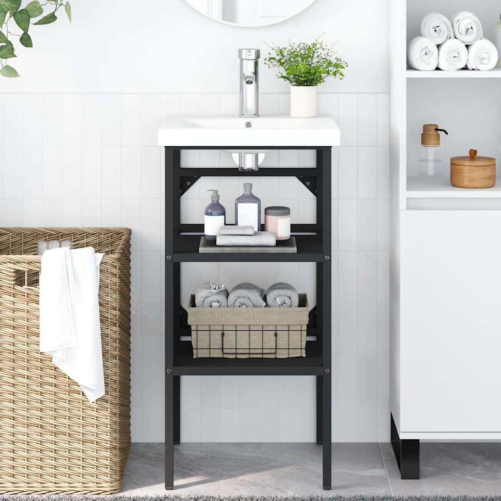338487 vidaXL Bathroom Washbasin Frame Black 40x38x83 cm Iron