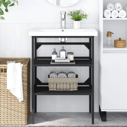 Bathroom Washbasin Frame Black 59x38x83 cm Iron
