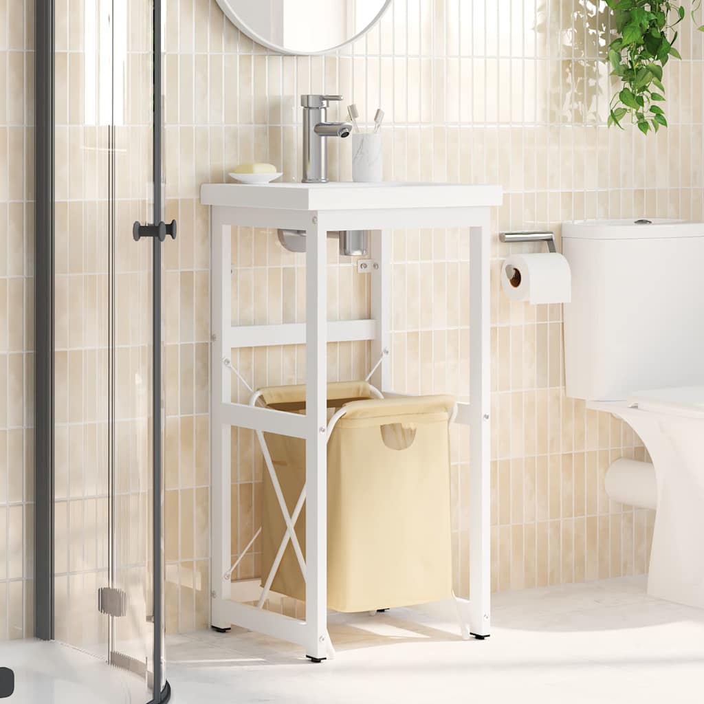 338496 vidaXL Bathroom Washbasin Frame White 40x38x83 cm Iron