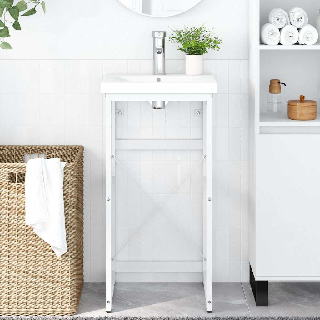 338496 vidaXL Bathroom Washbasin Frame White 40x38x83 cm Iron