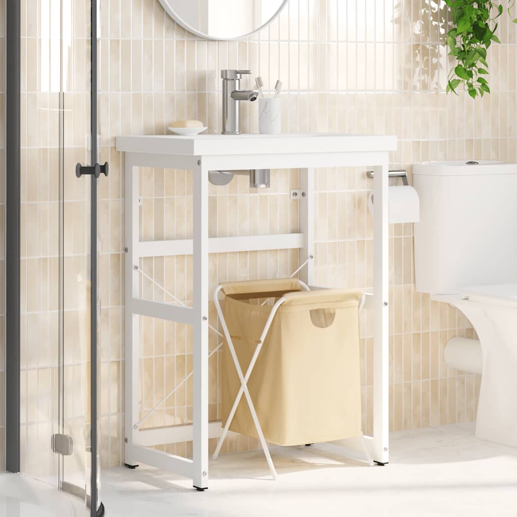 Bathroom Washbasin Frame White 59x38x83 cm Iron