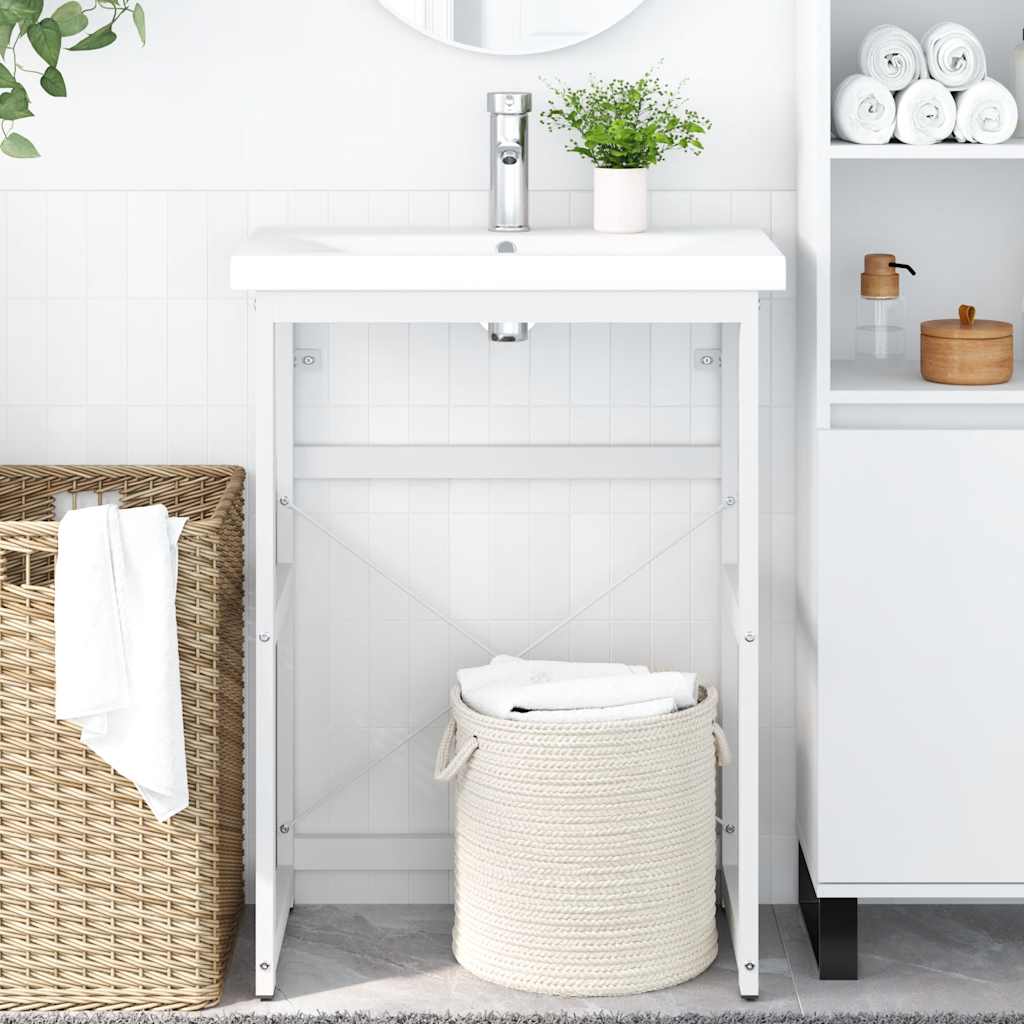 Bathroom Washbasin Frame White 59x38x83 cm Iron