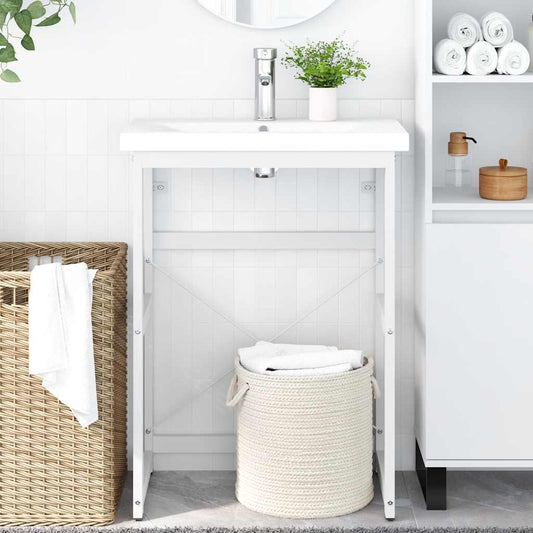 Bathroom Washbasin Frame White 59x38x83 cm Iron