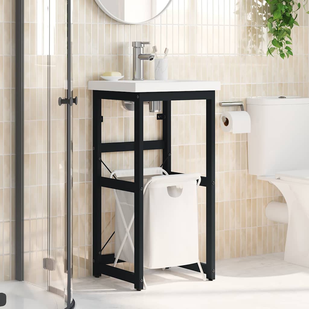 338499 vidaXL Bathroom Washbasin Frame Black 40x38x83 cm Iron