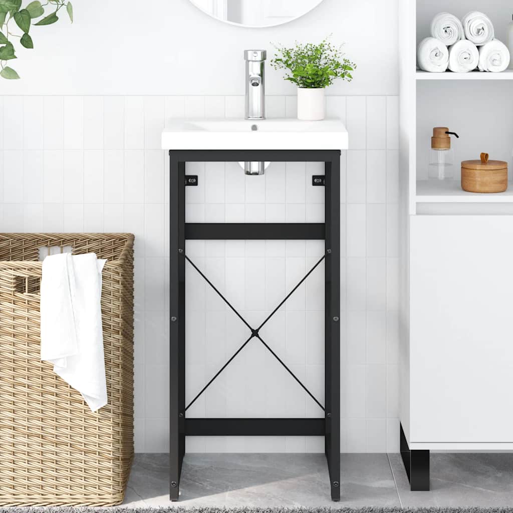 Bathroom Washbasin Frame Black 40x38x83 cm Iron