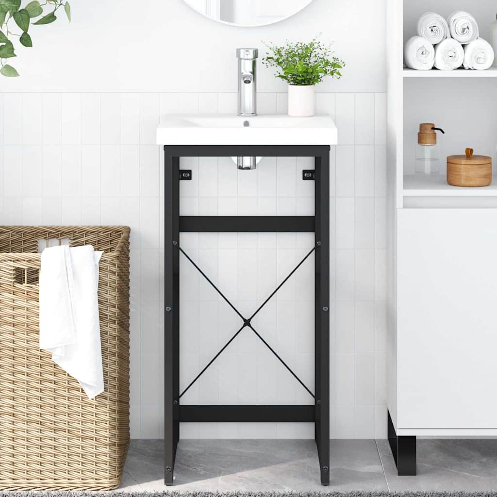 338499 vidaXL Bathroom Washbasin Frame Black 40x38x83 cm Iron