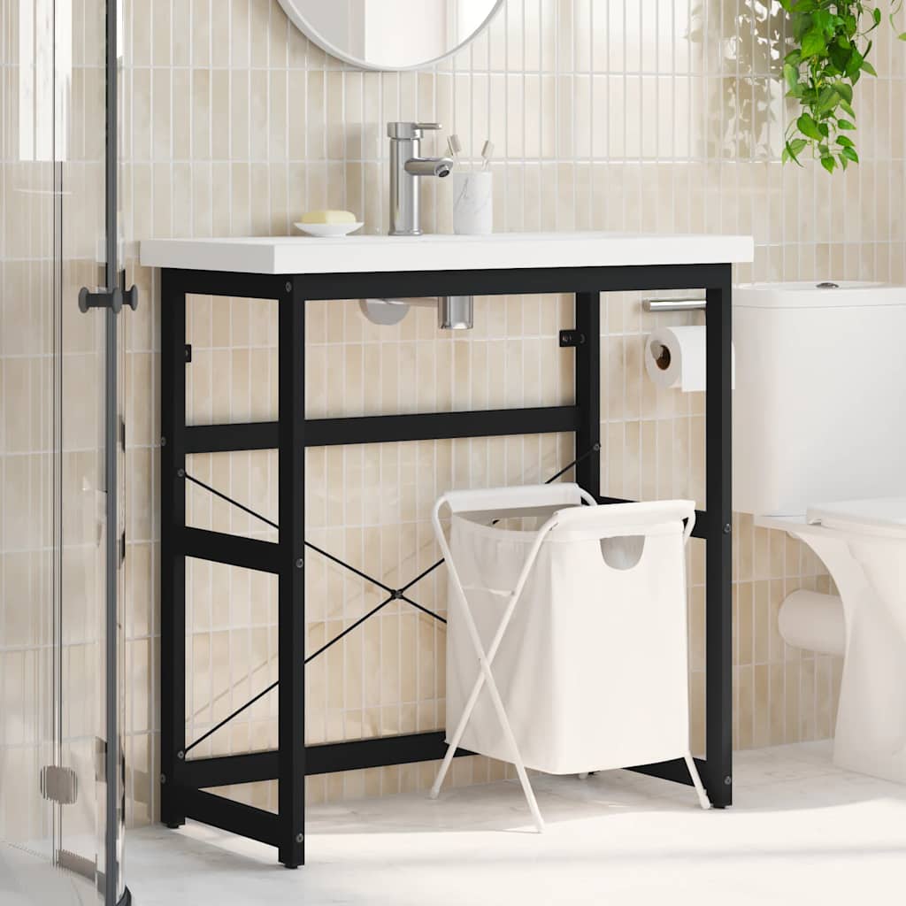 Bathroom Washbasin Frame Black 79x38x83 cm Iron