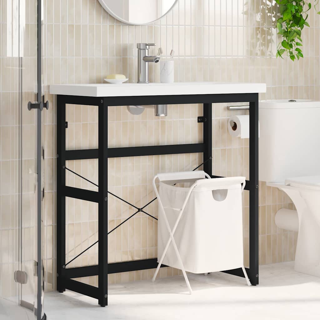 338501 vidaXL Bathroom Washbasin Frame Black 79x38x83 cm Iron