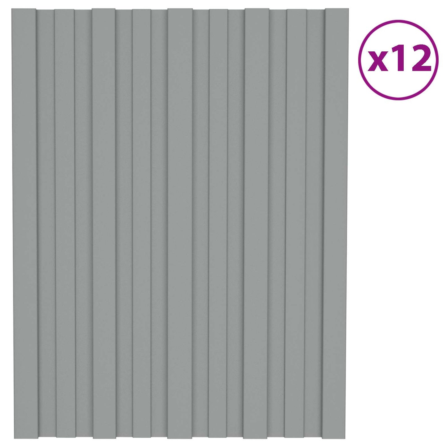 Roof Panel 12 pcs Grey 60 x 45 cm Galvanised steel