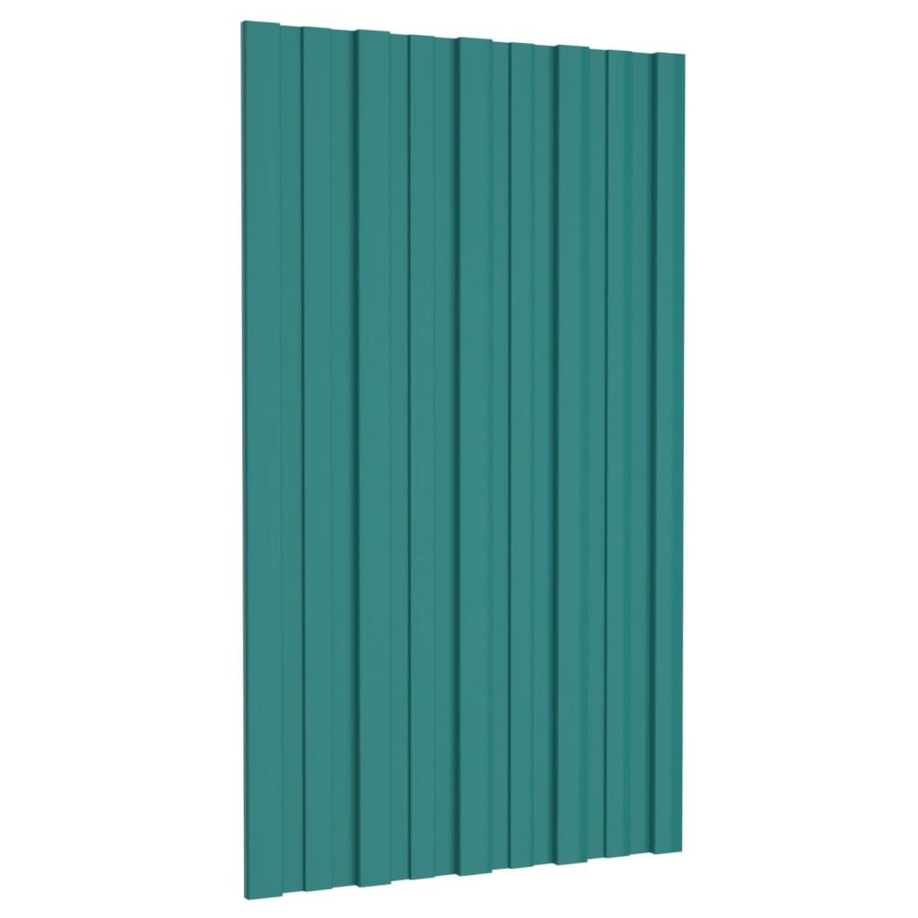 vidaXL Roof Panels 12 pcs Galvanised Steel Green 80x45 cm