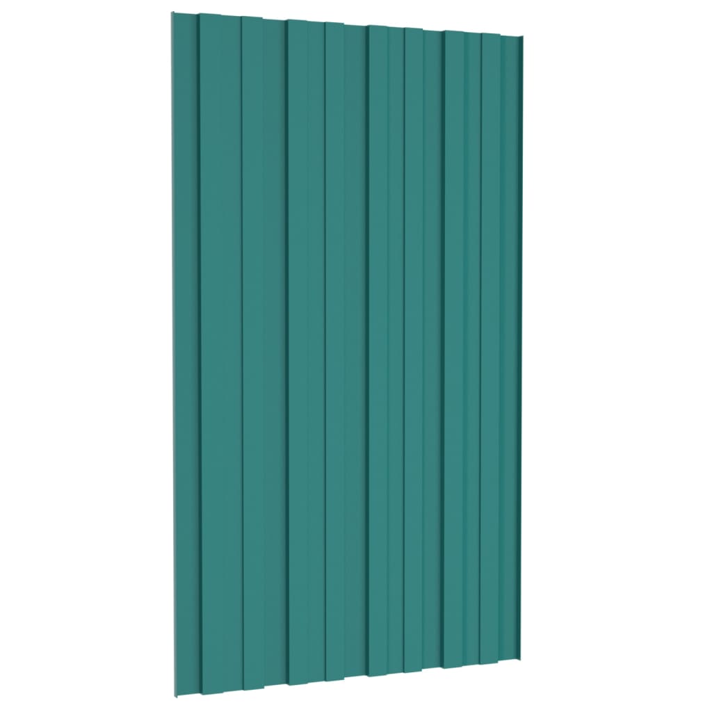 vidaXL Roof Panels 12 pcs Galvanised Steel Green 80x45 cm